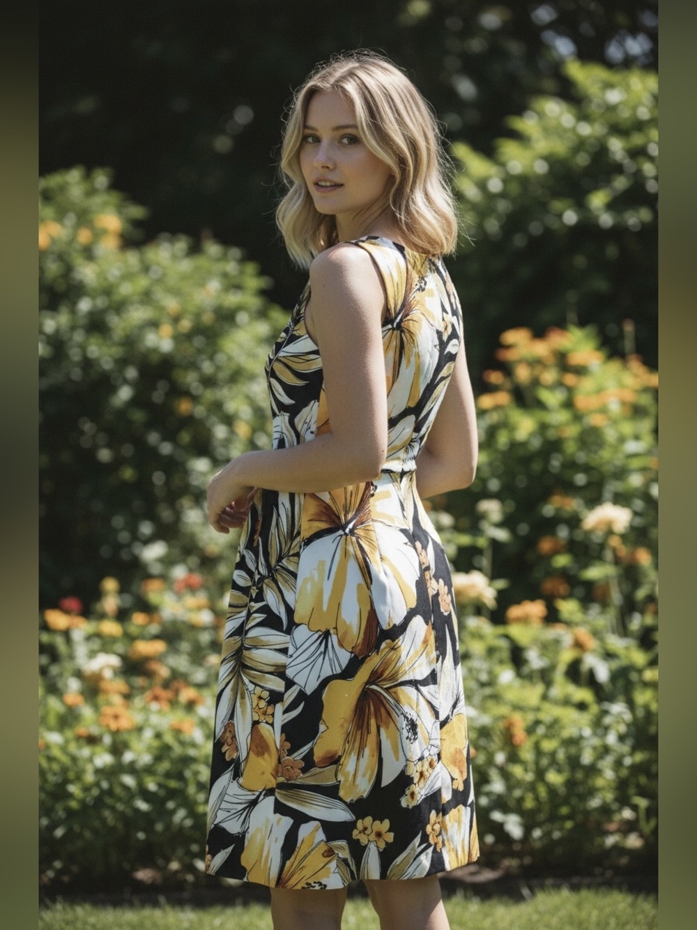 Sleeveless Floral A-Line Dress  ,Signature By Robbie Bee size 12